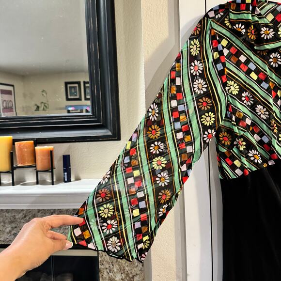 RIXO LONDON Lora Ruffled Printed Chiffon Tie Neck Maxi Dress Size Large - Picture 10 of 14